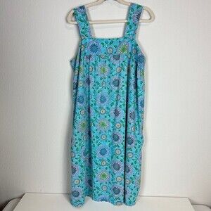 Dreams & Co Cotton Turquoise Blue Printed Sundress XL 18/20